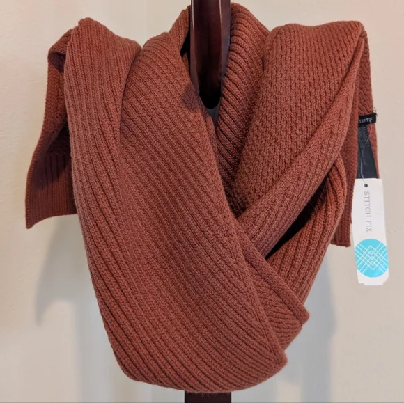 All Saints Brick Colored Acrylic/Wool Blend Scarf - NEW - Picture 6 of 6